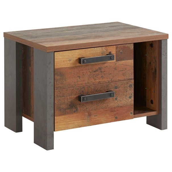 Noční stolek CLIF staré dřevo/beton